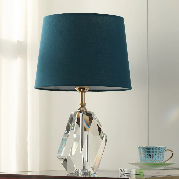 

Home Living Room Decoration Desk Light Crystal Table Lamp with White Lampshade Handmade Clear Glass Table Lamp