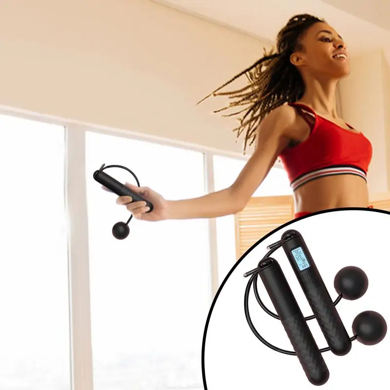 Jump Rope Ropeless Jump Rope Weighted Fitness Exercise Training Digital Counting Ball-Weighted For Men Women