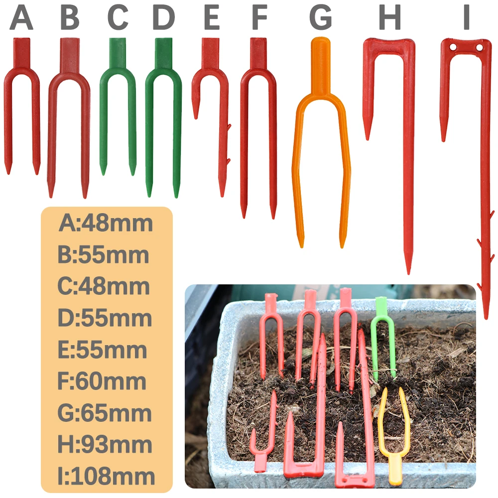 Description Picture 5 of item48/55/60/65/93/108mm Garden Plastic Strawberry Watermelon Planting Fork Climbing Frame Plant Stem Stolon Fixator Fastening Clamp