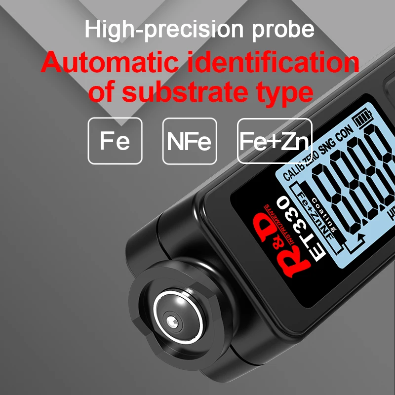 Paint Thickness Gauge Thickness Gauge R&D ET330+Zn Car Paint Coating Thickness Gauge Car Paint Electroplate Metal Zinc Coating Thickness Tester Meter Fe & NFe & Zinc