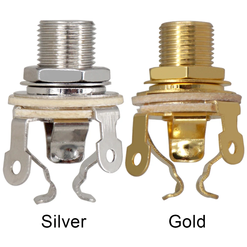 2Pcs 1/4 Inch 6.35Mm Guitar Pickup Output Jack Metal Guitar Stereo Socket Parts Mono Jack Socket for Electric Bass