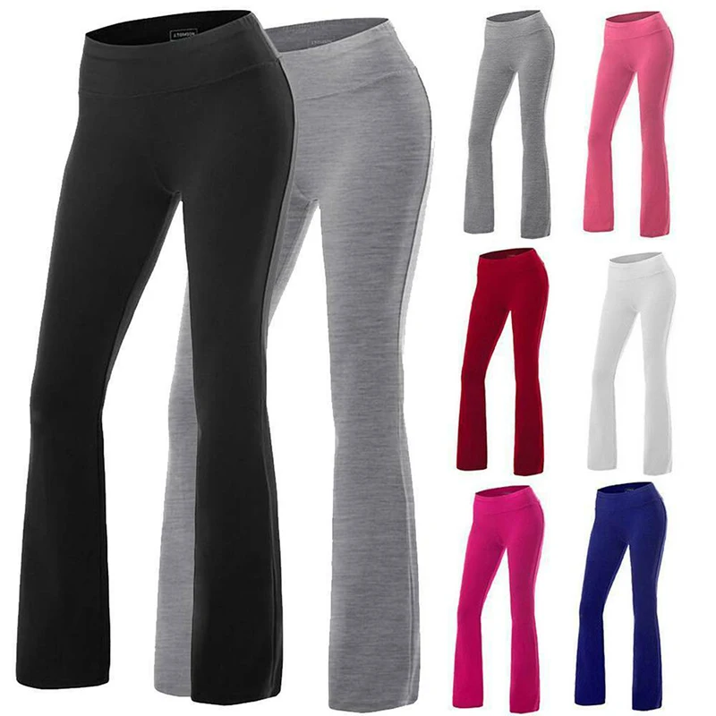 

Womens Yoga Pants Bootcut Run Gym Jogger Leggings Flare Trousers Wide Leg Ladies Loose Casual Sports Wide Leg Pants