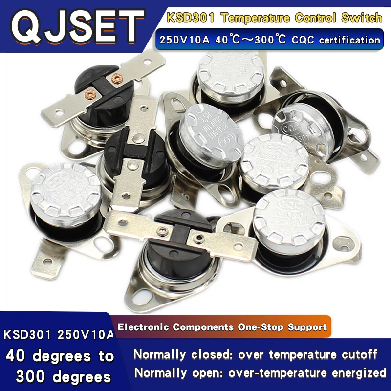 1 Stück KSD301 10A 250V 40-300 Grad Normalerweise Geschlossener Normalerweise Offener Temperaturregelschalter Thermostat 45 ℃ 80 ℃ 85 ℃ 95 ℃ 100 ℃ 180 ℃