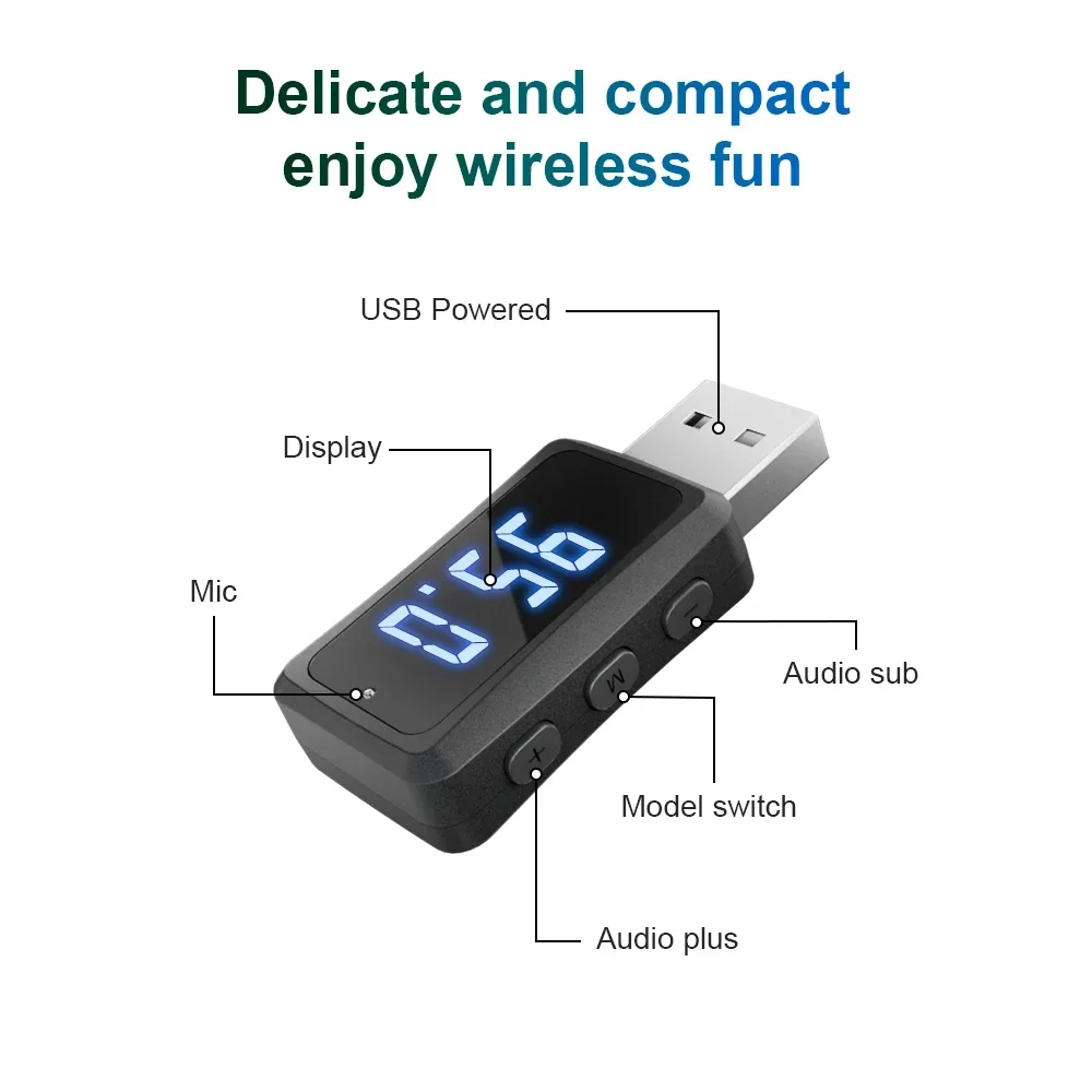 USB Car Bluetooth 5.3 5.4 audio Receiver FM Transmitter Handsfree Call Car Kit Auto Wireless Audio Adapter Accessories FM03