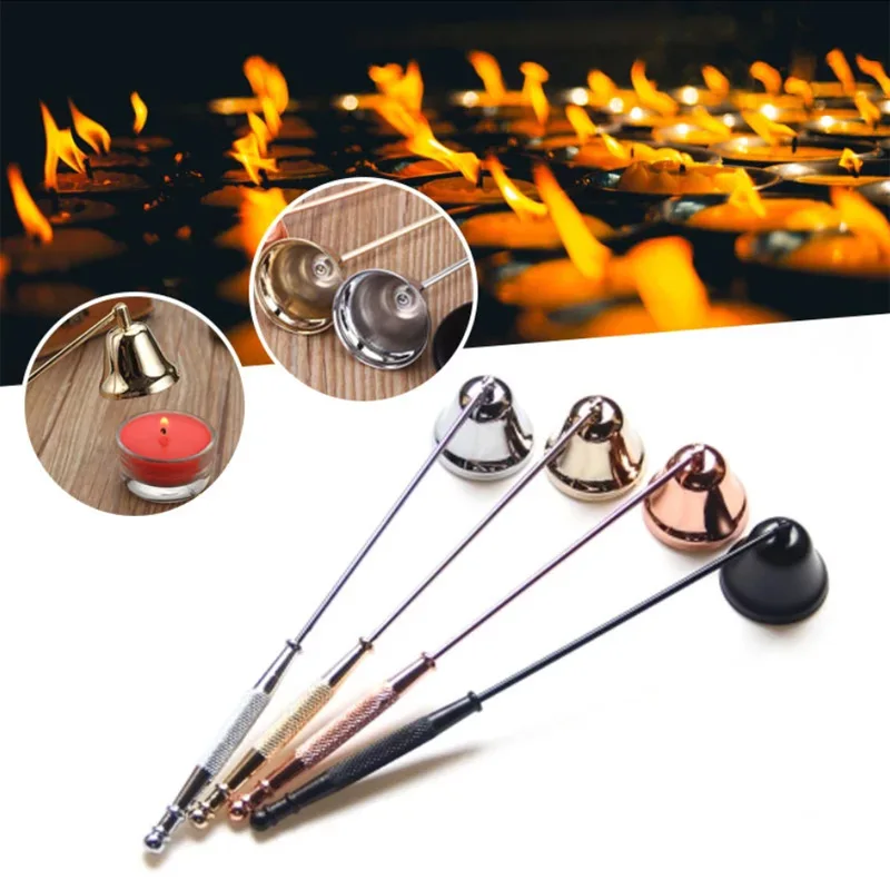 Stainless Steel Bell-shaped Candle Extinguisher Vintage Household Banquet Candle Extinguisher Handle Supplies candle damper candle snuffer
