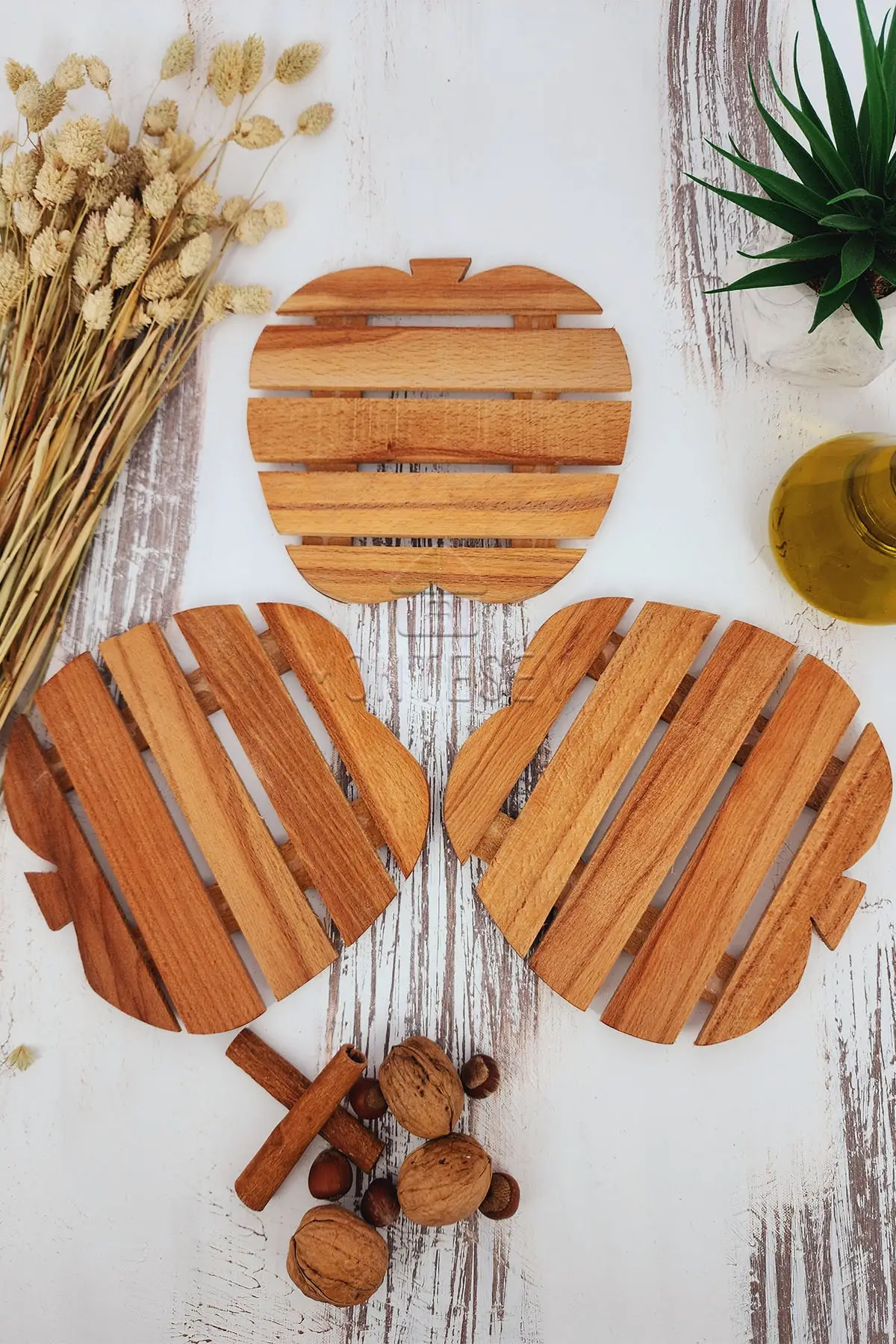 

Wooden Pot Pan Teapot Trivet Set of 3 Set