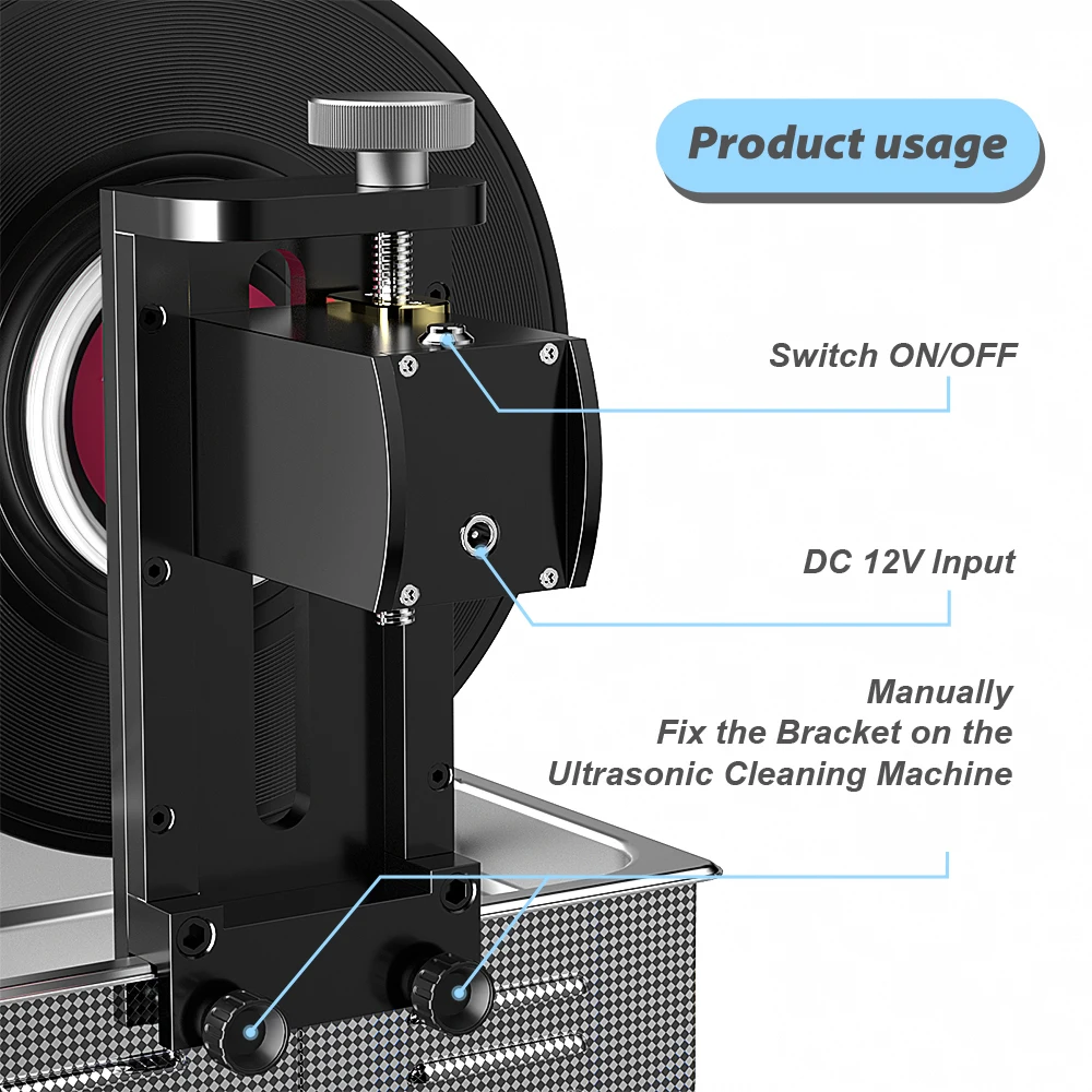 ブラケット付き超音波ビニールレコードクリーナー,7 lp,12インチ