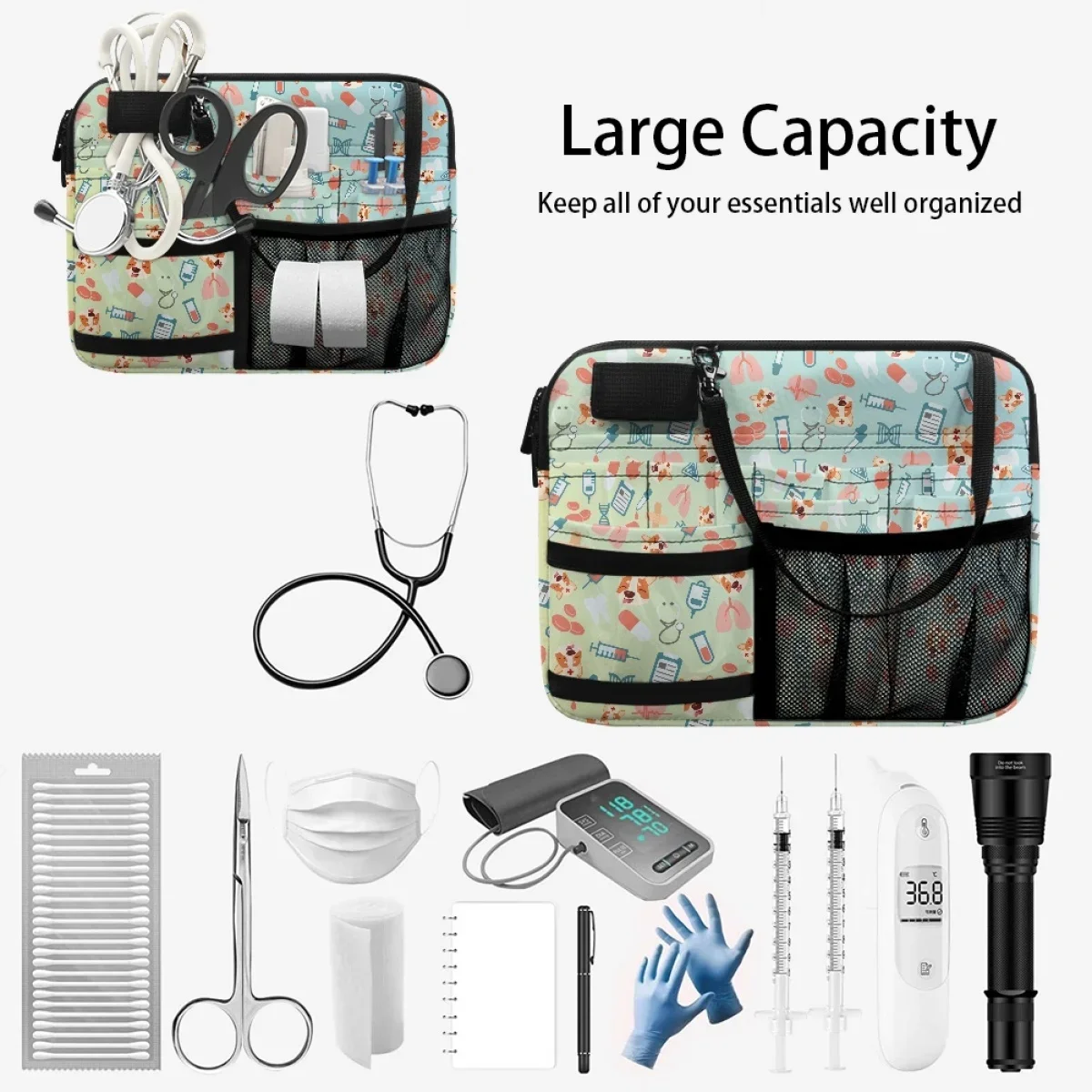 Portable Nurse Fanny Pack Multi Pocket Waist Organizer Belt Bags Cartoon Medical Icon Animal Print Small Nurse Pockets Gift 2023