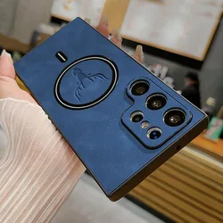 Vintage Magnetic Leather Case with Wireless Charging Compatibility for Note 20 Ultra (Blue)