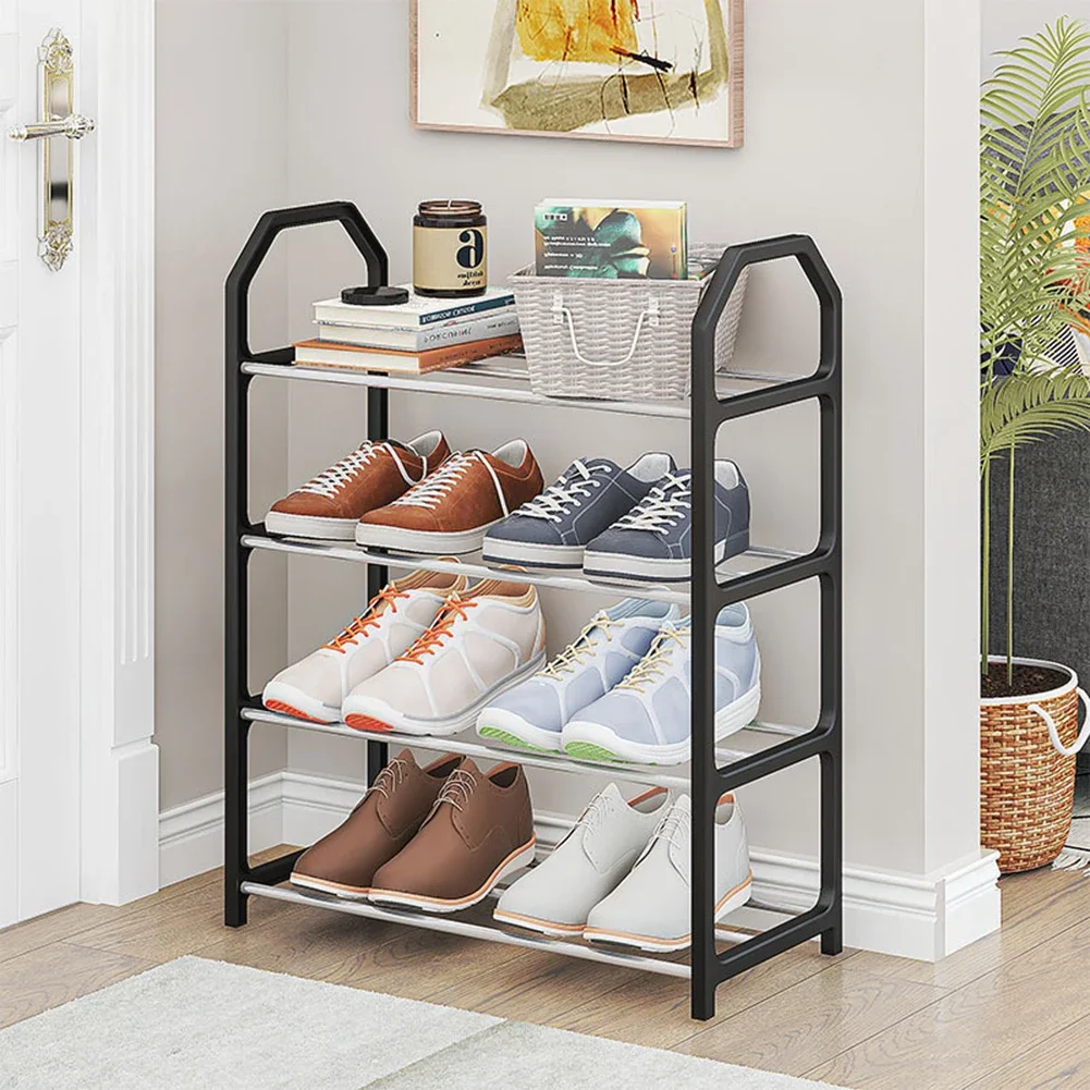 4-Layer Metal Shoe Rack Simple Shoe Shelf Footwear Organizer Stand Holder Large Capacity Shoe Shelf Living Room Storage 3