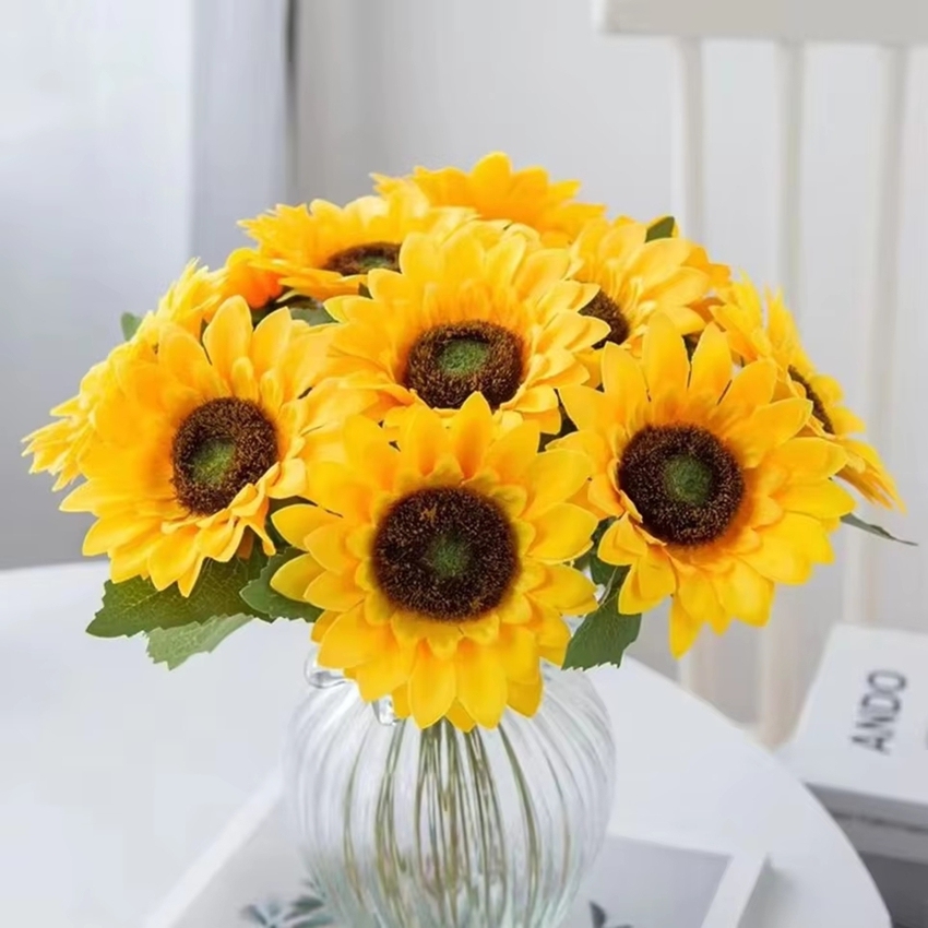 Artificial Flower Sunflowers Home Garden Table Decoration Stamen Wedding Bouque Festival Fake Gerbera Living Room Bedroom Stage