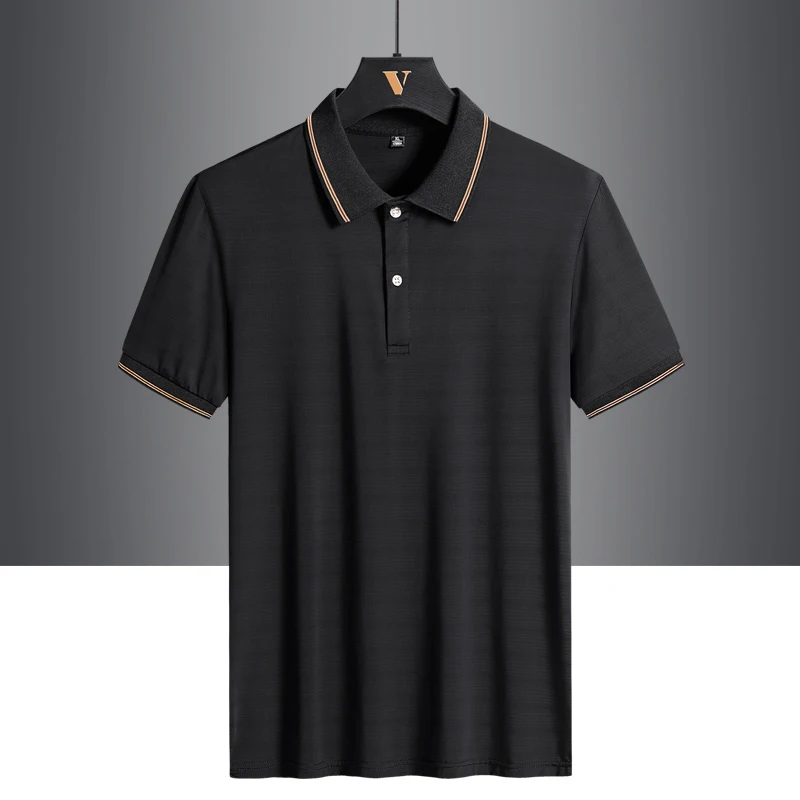 

Fashion Short Sleeve Polo Shirts Men's Clothing Turn-down Collar Summer Business Casual All-match Solid Color Button T-shirts