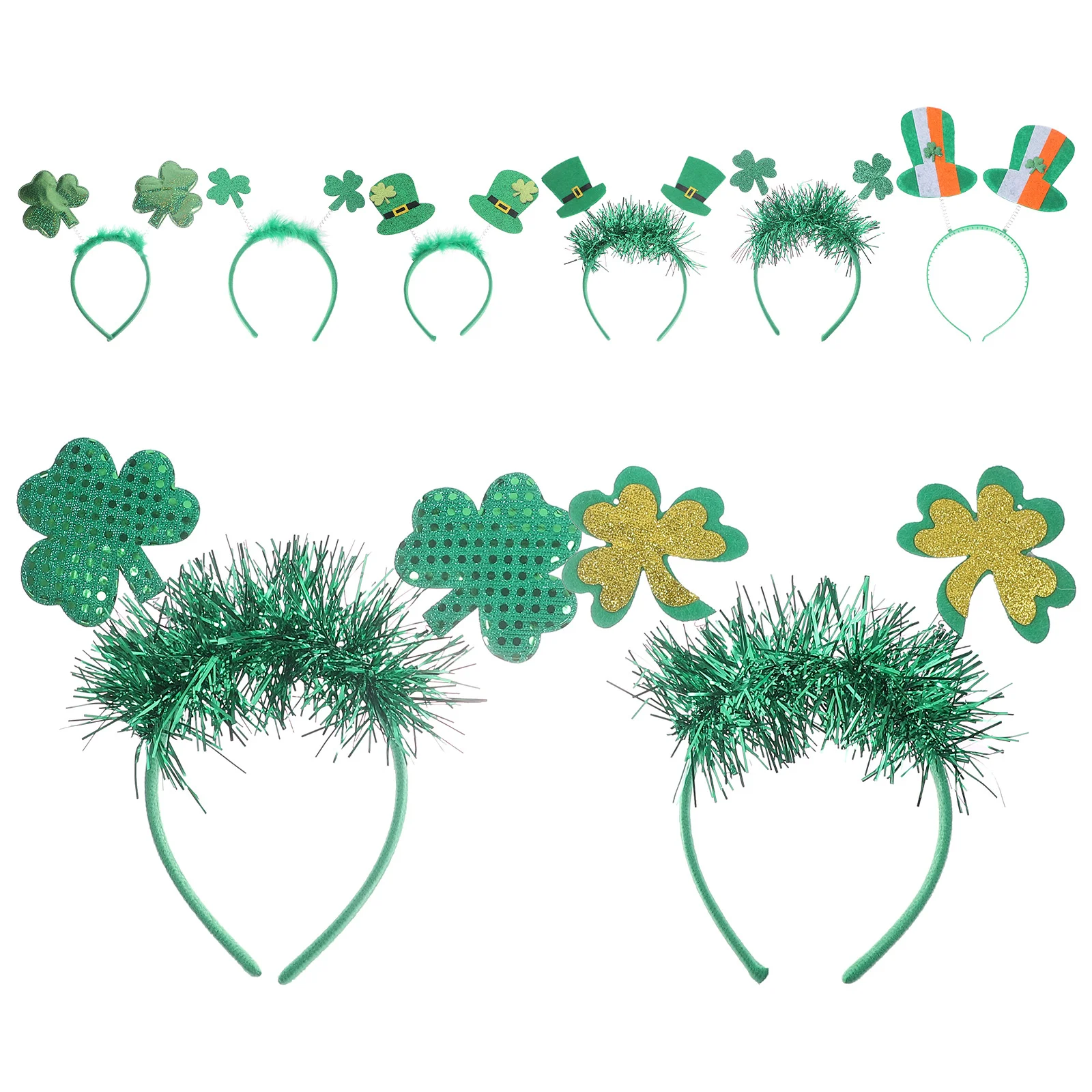 

St Patricks Day Headbands Green Shamrock Clovers Lepre-Chaun Hat Headboppers Irish Party Headwear For Irish Saint Patricks Day