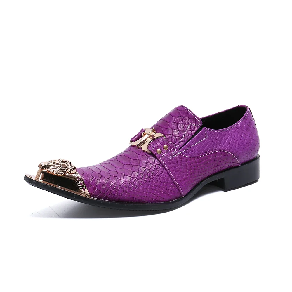 Italian Pointed Toe Big Size Office Shoes Elegant Slip on Solid Color Dress Shoes Social Male Leather Business