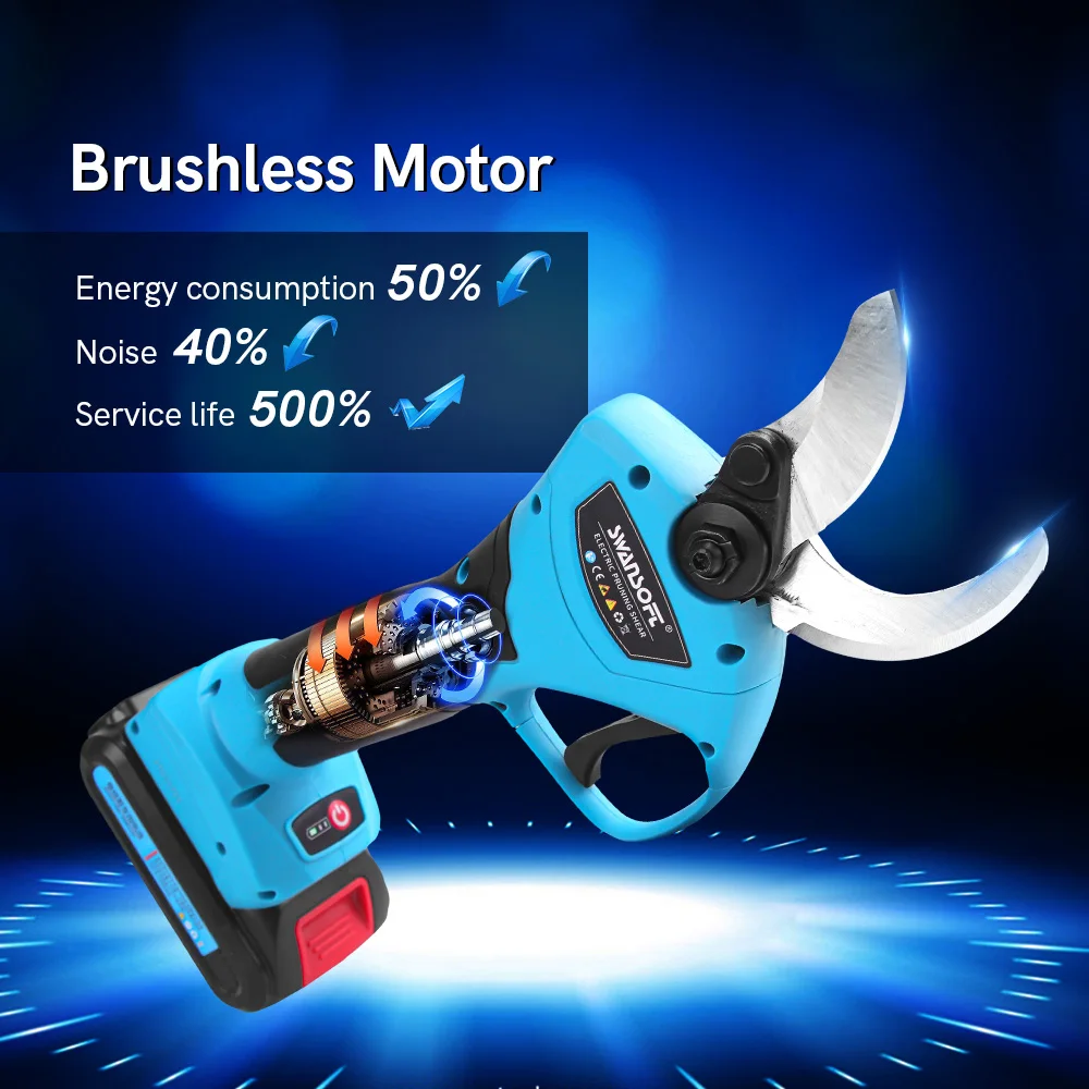 

8605 21V Cordless Pruner Lithium-ion Pruning Shear Efficient Electric Scissors Bonsai Electric Tree Branches garden tools