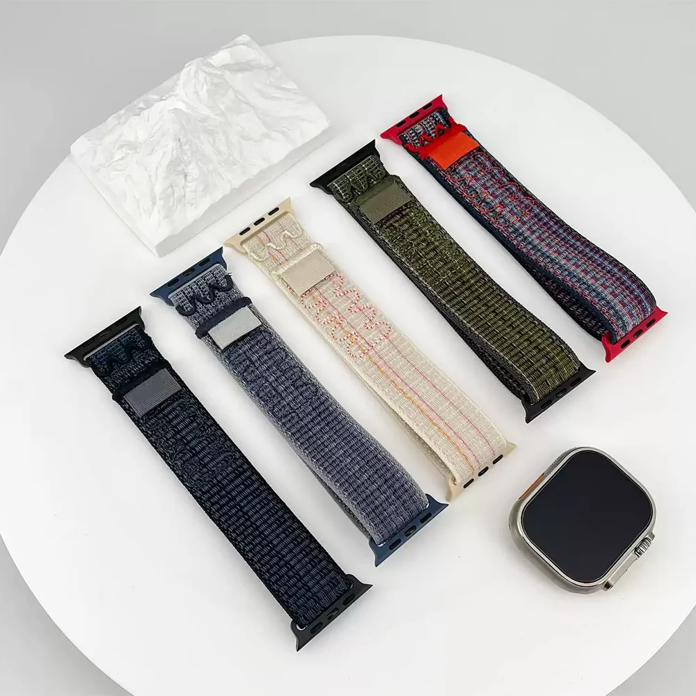 Nylon Loop For Apple Watch Strap 45mm 44mm 46mm 40mm 41mm 38mm 42mm Correa Bracelet iWatch Series 6 Se 7 8 9 10 11 ultra2-3 49mm
