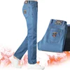 2024 Winter New Straight Leg Black Fleece Lining Jeans for Men Bruce&Shark Stretch Mid-Waist Velvet Denim Casual Mens Jeans 2