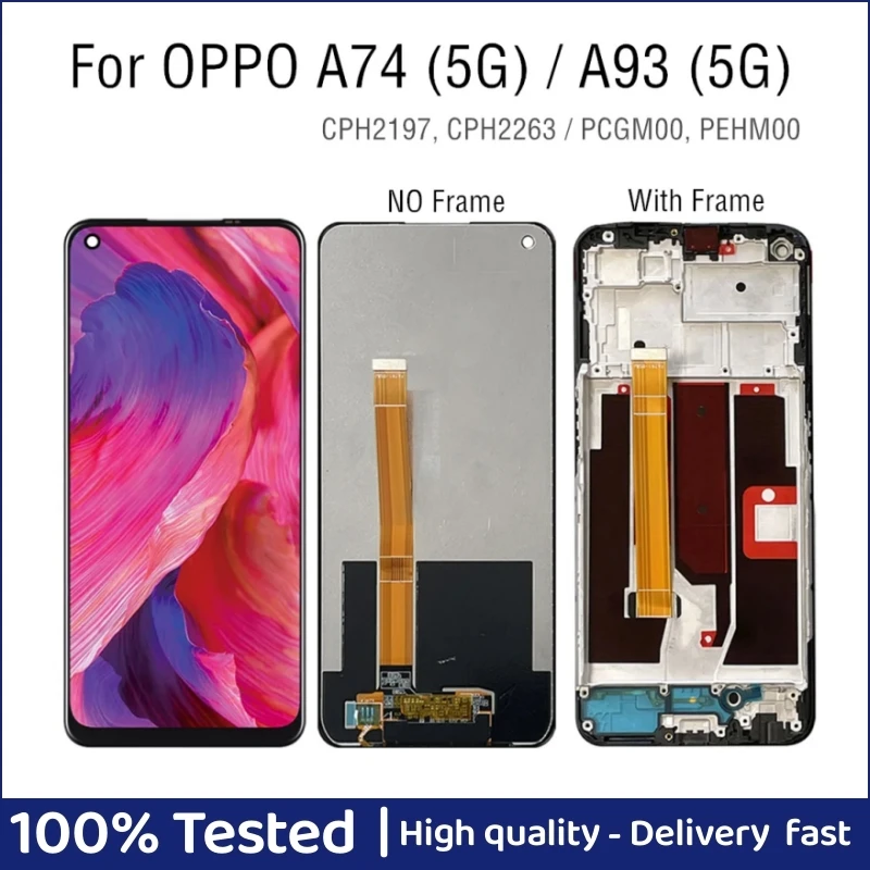 

6.5" LCD for OPPO A74 5G LCD Display Touch Screen Digitizer Assembly Replacement Repair Parts A93 5G CPH2197 2263 PCGM00