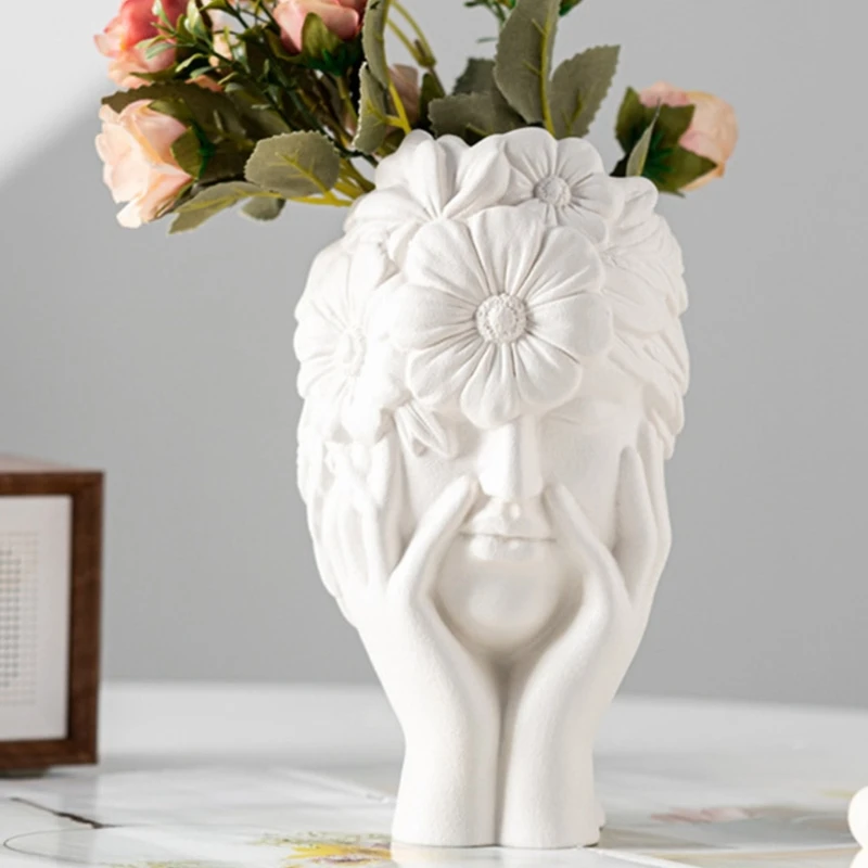 Portrait Plant Flowerpot Mould Girl Shaped Silicone Molds Succulents Planter Epoxy Resin Molds Garden Figurines Outdoor