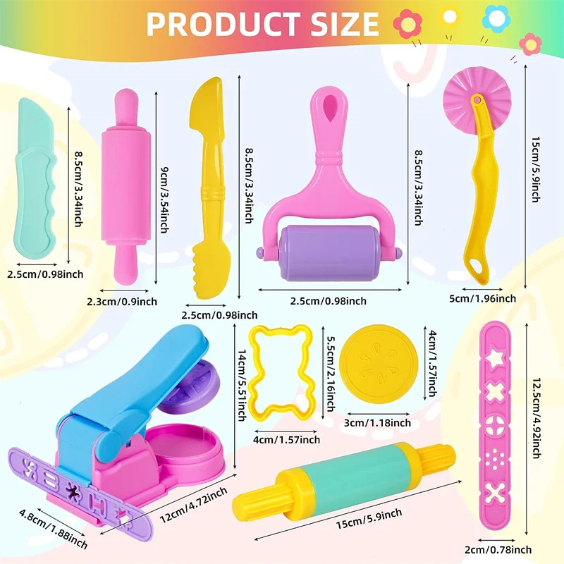 Cartoon 3D Animal Play Dough Molds DIY Creation Tools For Kids Toddlers Various Animal Molds Rolling Pins Clay Dough Accessories 2