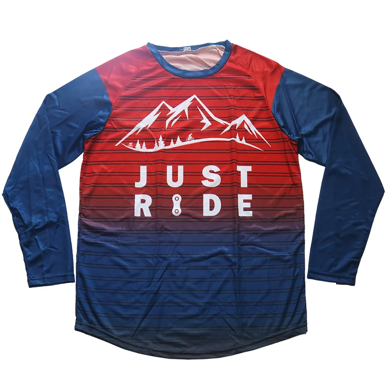 

MTB Long Sleeve Cycling Top for Men, Motocross Run Clothes, Bicycle Wear Protection, Downhill Racer Shirt, Red Blue, MTB Bike We