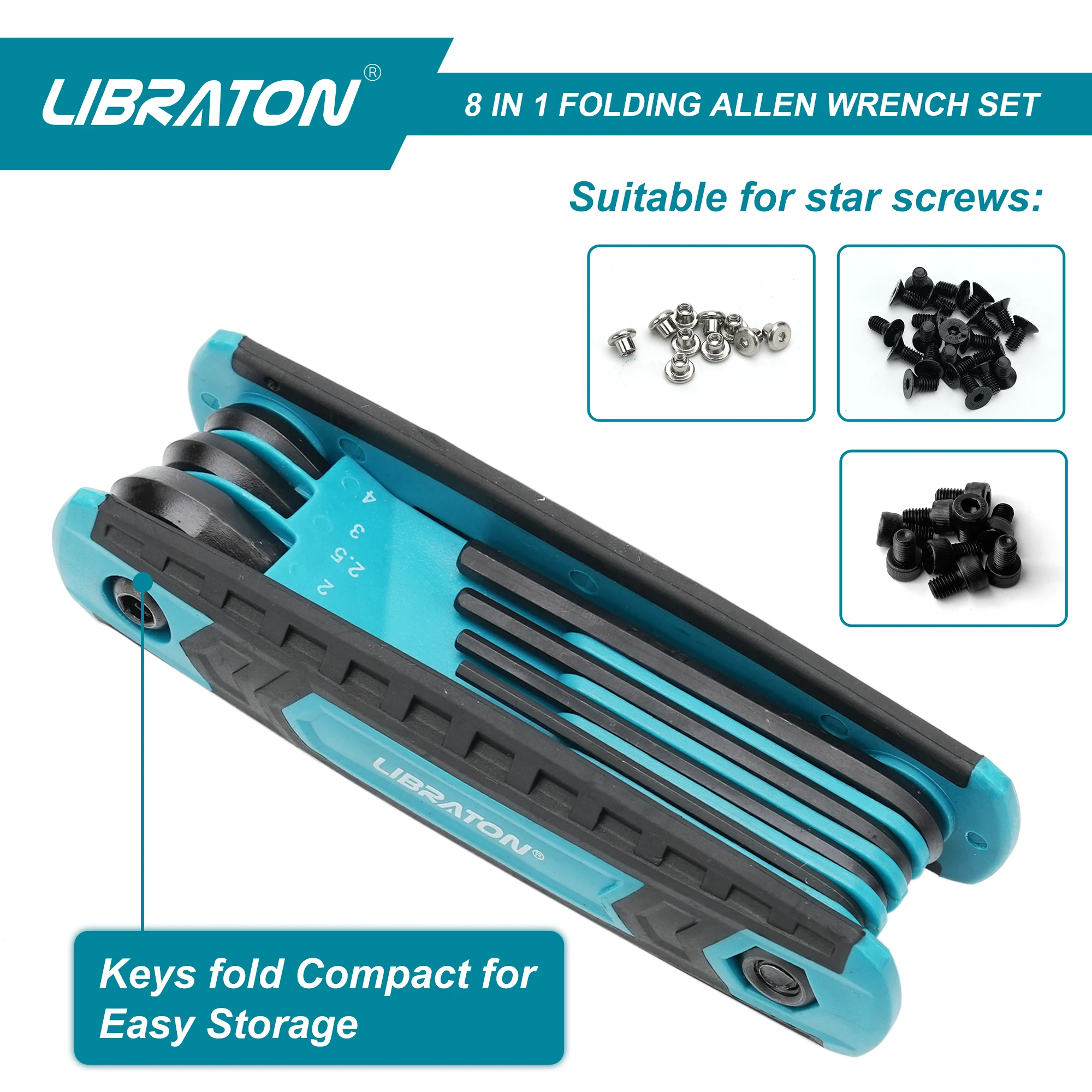 LIBRATON 8 in 1 Folding Allen Wrench Set, Metric Allen Key Set Tool, Portable Hex Key Set for Home Repair, General Applications 3