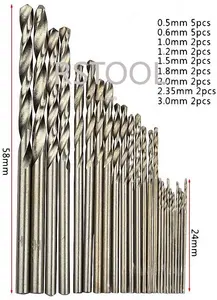 Набор быстрорежущих микро-спиральных сверл, 25 шт., высокоскоростные стальные мини-сверла 0,5 мм ~ 3 мм для печатной платы, ювелирные инструменты для быстрорежущей бижутерии