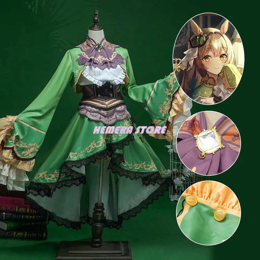 

Game Umamusume: Pretty Derby Satono Diamond Cosplay Costume Sweet Green Uniform Dress Activity Carnival Party Role Play Clothing