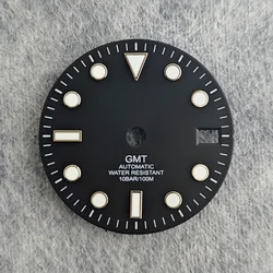 Matte Black Watch Dial with Multicolor GMT Text and Elegant Edge Finish - 28.5MM (GMT White)