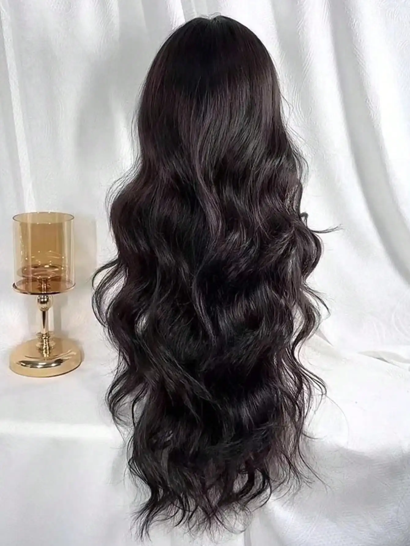 Parrucche Sintetiche da 30 Pollici, Capelli Lunghi Ondulati Ricci LM con Frangia, Parrucche con Fascia per Cosplay, Parrucca Nera Lolita per Uso Quotidiano Femminile - immagine 3