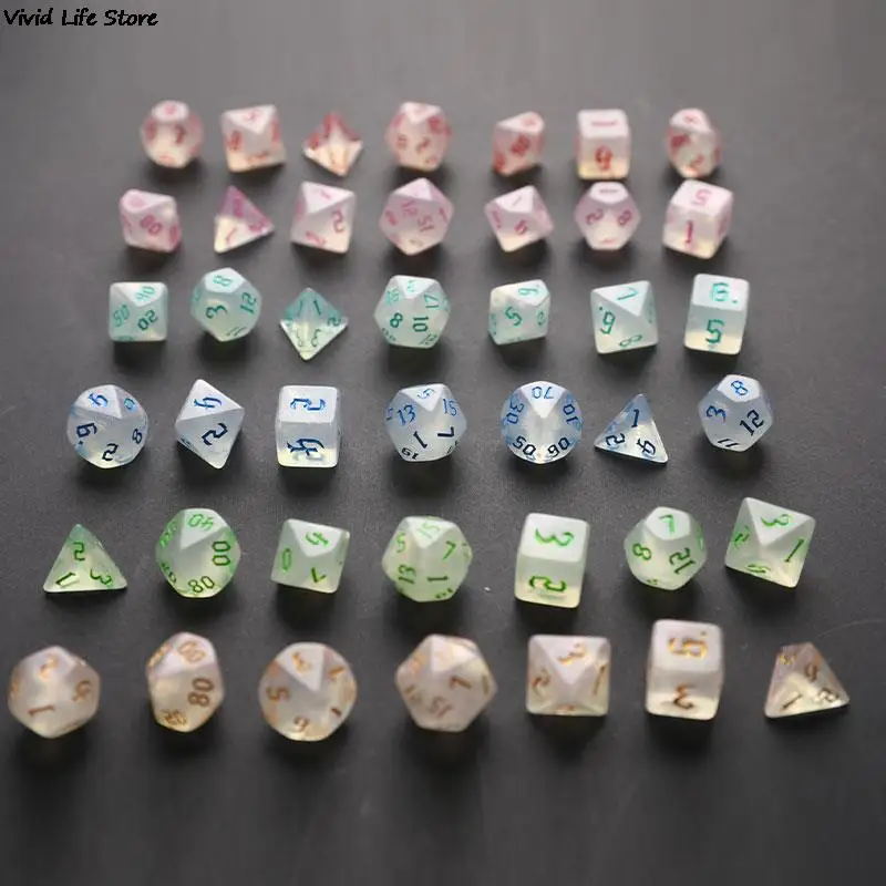 Enchanting Iridescent Glitter Polyhedral Dice Set