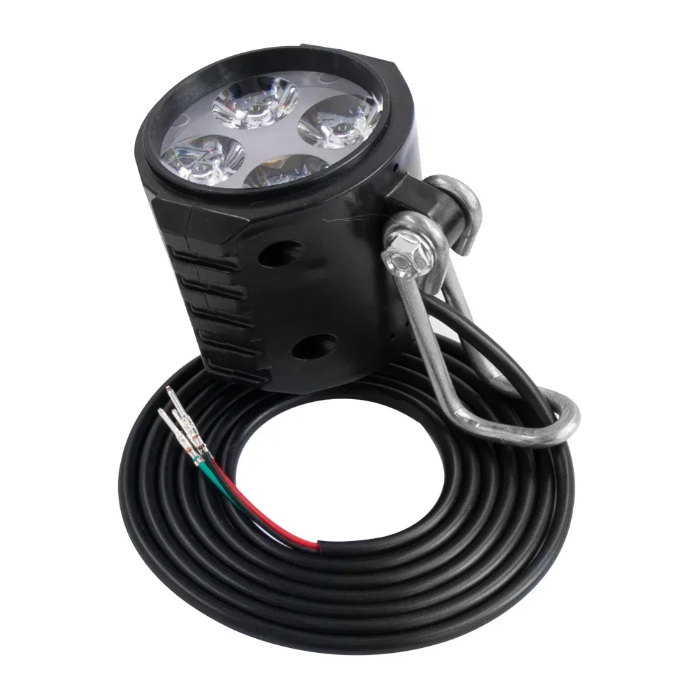 2-in-1-Scheinwerfer für E-Scooter, Elektroroller, 4 LEDs, 36 V, 48 V, 60 V, Warnung, helle Lampe, langlebig, modifiziertes 12-W-Frontlicht mit Hupe – Detail 16