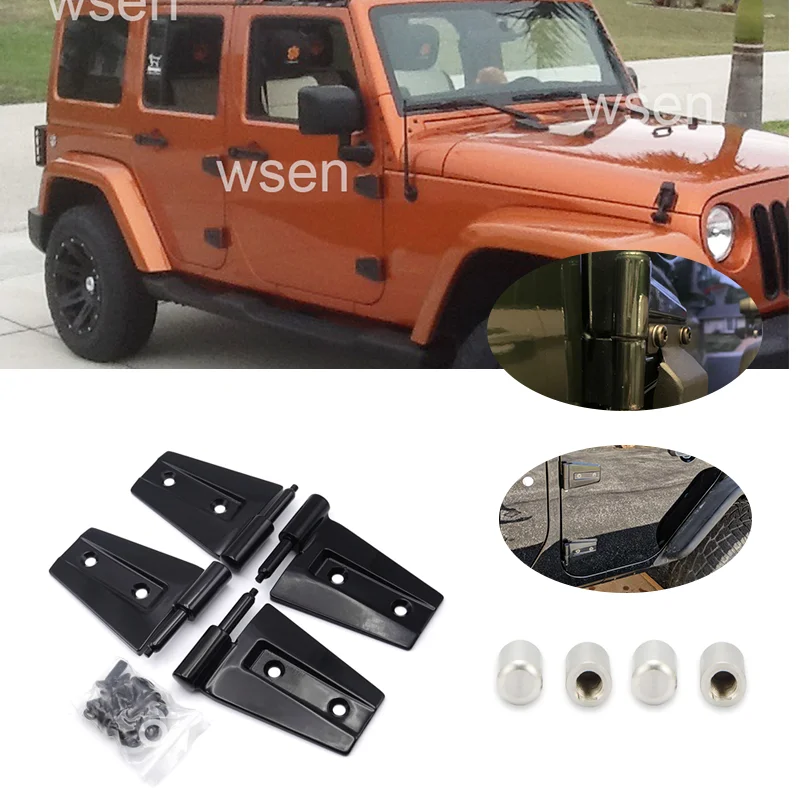 Solid Heavy-duty Door Hinge Pin Guides Mount Kit For Jeep Wrangler JK 2007 2008 2009 2010 2011 2012/13 2014 2015 2016 2017 2018 auto modified door hinge repair bushing for jeep tj 99 06 wrangler