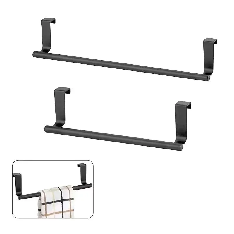 24/36cm Towel Rack Over Door Towel Bar Hanging Holder Stainless Steel Bathroom Kitchen Cabinet Rag Rack Shelf Hanger 1pc