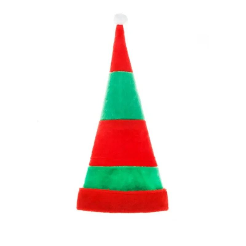 Red and Green Striped Christmas Hat Plush Extended Funny Elf Hat Christmas Halloween Day Dress Up Decoration Supplies christmas beanie hat