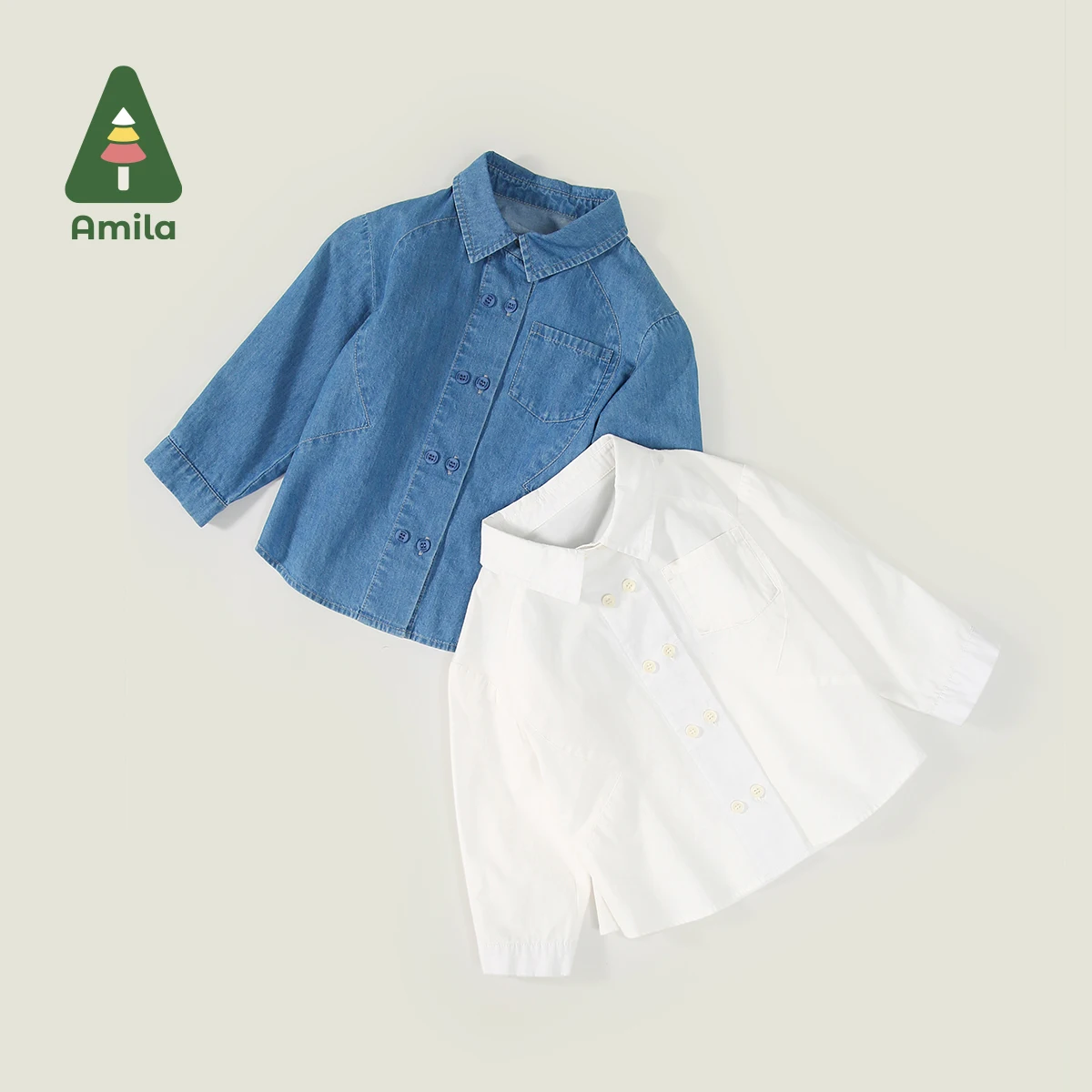 Baby Denim Shirt Autumn Boys Cotton Lapel Soft Solid Color Loose Casual Long Sleeve Children's Tops