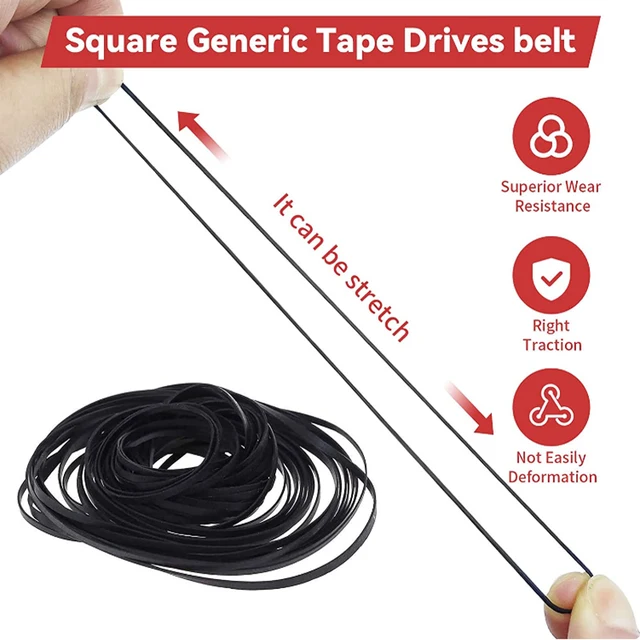 30-120mm Universal Mix Cassette Tape Universal Machine Belts Assorted Common square Rubber Belt for Recorders Walkman DVD Drive 3