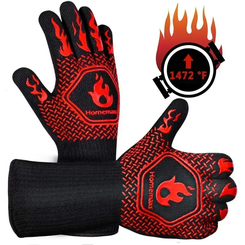 One Piece BBQ Gloves High Temperature Resistance Oven Mitts 500 800 Degrees Fireproof Barbecue Heat Insulation Microwave Gloves