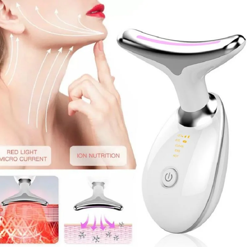 

Beauty Neck Face Device LED Photon Therapy Neck Skin Tighten and Lifting Massager Double Chin Reducer Wrinkle Remover Skin Care