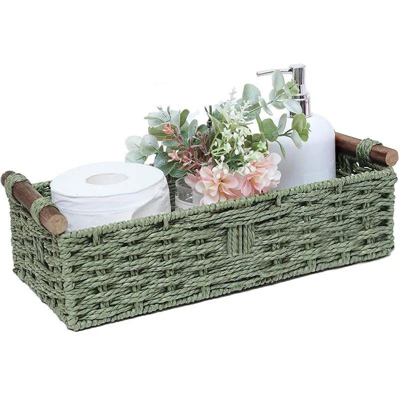 Imitation Rattan Desktop Storage Frame Woven Basket Key Cosmetics Bar Bathroom Bedroom Coffee Table Miscellaneous Storage Box