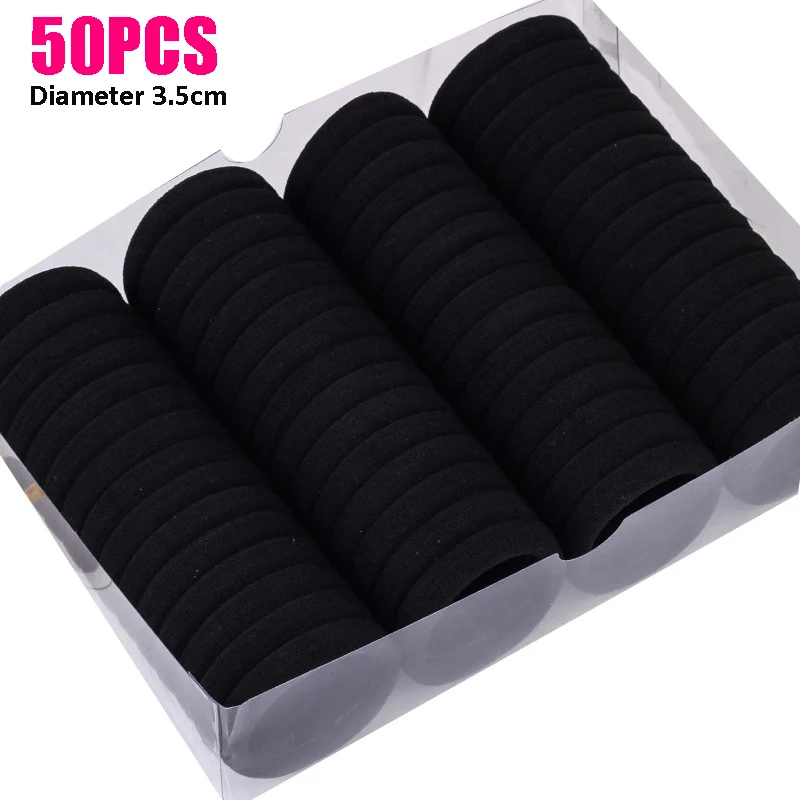 50/100/150 Uds. Bandas Negras Para El Cabello Para Mujer Y Niñas, Banda De Goma Elástica Alta, Lazos Para El Cabello, Coleteros, Accorios - AliExprs