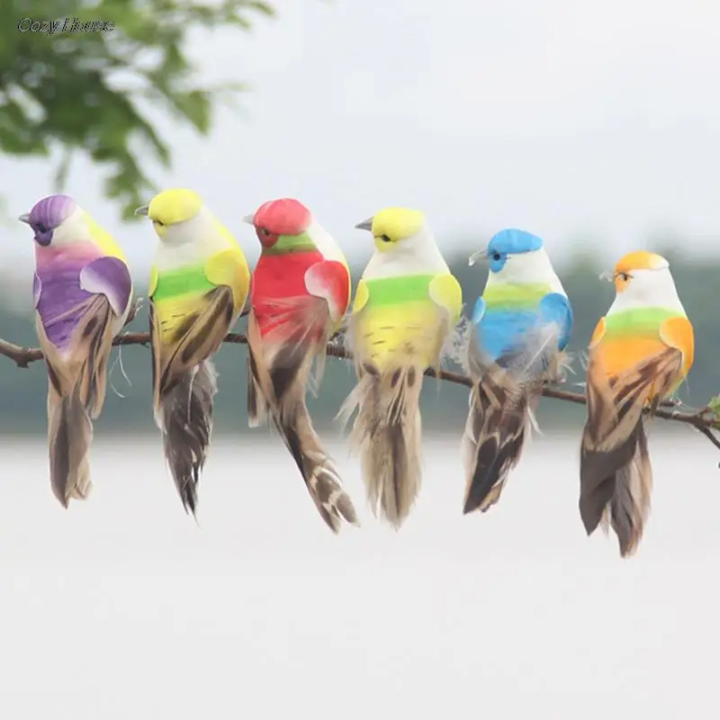 

1Pc Emulation Bird Artificial Foam Feather Bird Sparrow Models Wedding Home Garden Ornament Decoration