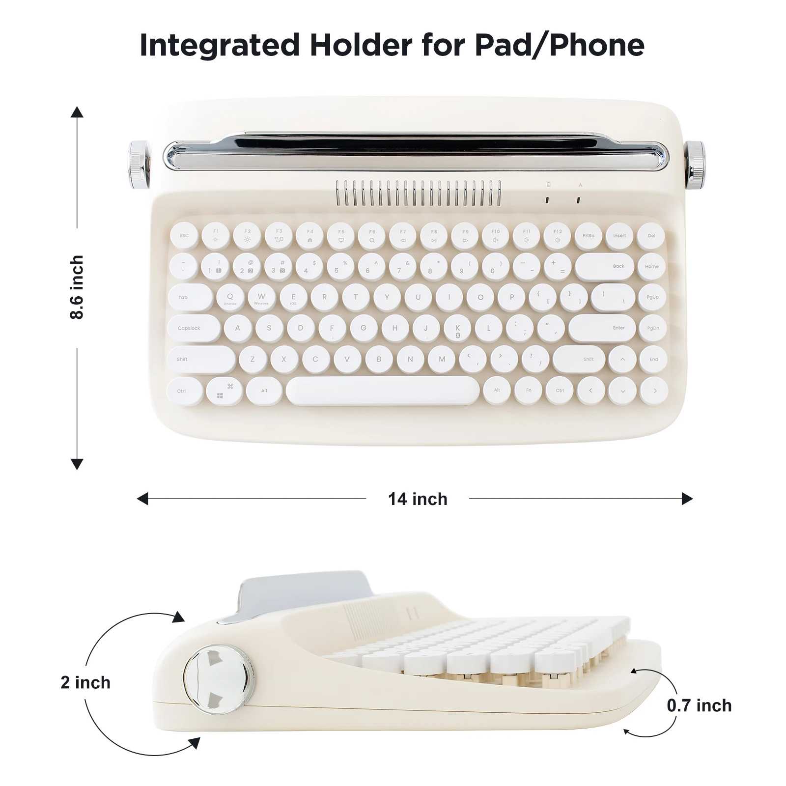 Yunzii actto b303 Elfenbein butter Retro drahtlose Bluetooth-Schreibmaschine ästhetische Tastatur mit integriertem Ständer für mehrere Geräte