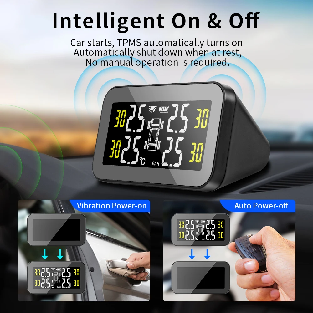 Tire Pressure Monitoring System Temperature Warning Fuel Save Solar TPMS Car Tyre Pressure Monitor Air Gauge car tire pressure monitor car tire pressure sensor
