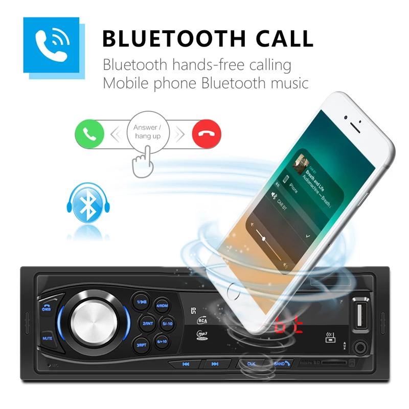 1 Din FM ڵ     2V 45W  г Ʈ USB  4.0 Mp3 ÷̾ RCA  TF ī U ũ AUX RCA