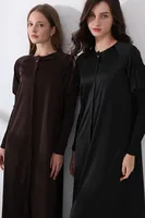 AS 2024 femme vêtements robe en satin boutonné design smocking manches robe maxi (Expédié en 1 jour) 5