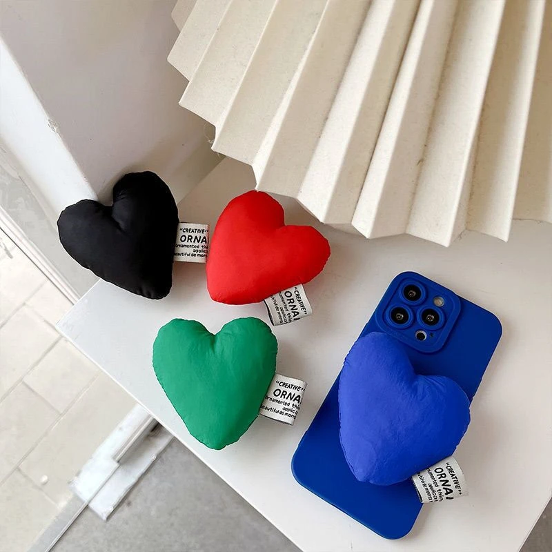 3D Puff Love Heart Supporto Per Telefono Grip Tok Down Jacket Staffa Per Iphone 15 14 Pro Max Fluffy Smart Stand Supporto Griptok