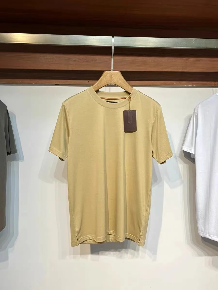 2024ss Camisa de manga corta LP de cuello redondo sólida simple y delgada para camiseta casual de manga corta para hombre