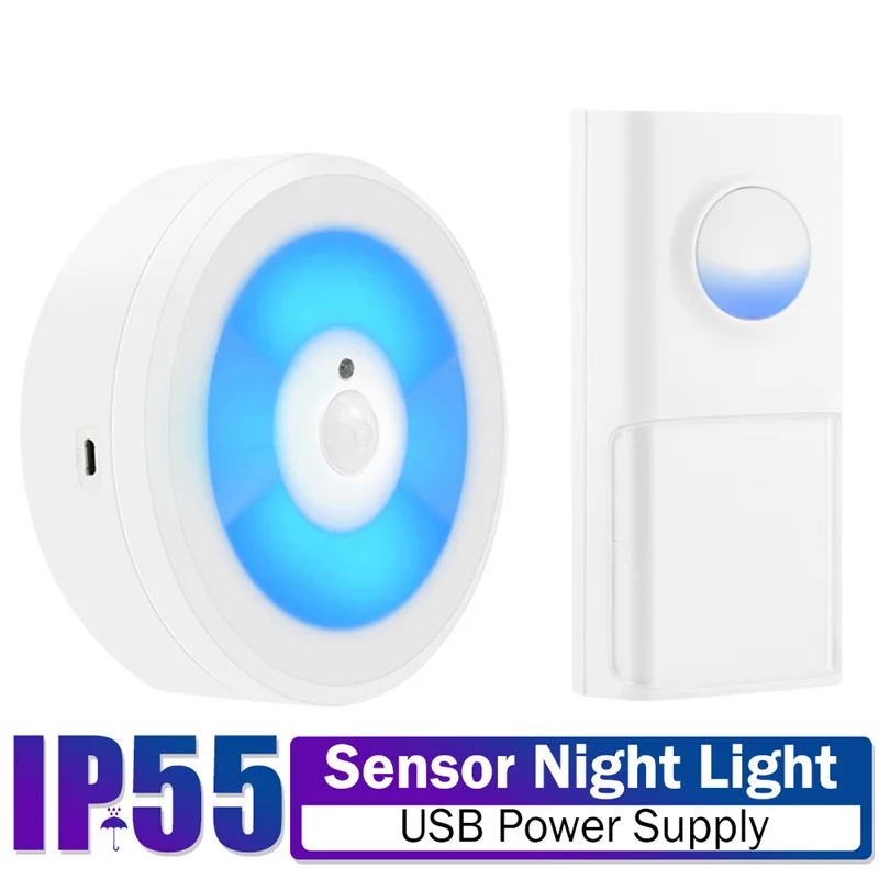 

Wireless Smart Doorbell Human Body Small Induction Night Lamp USB Power Supply Household IP55 Waterproof 58 Music Door