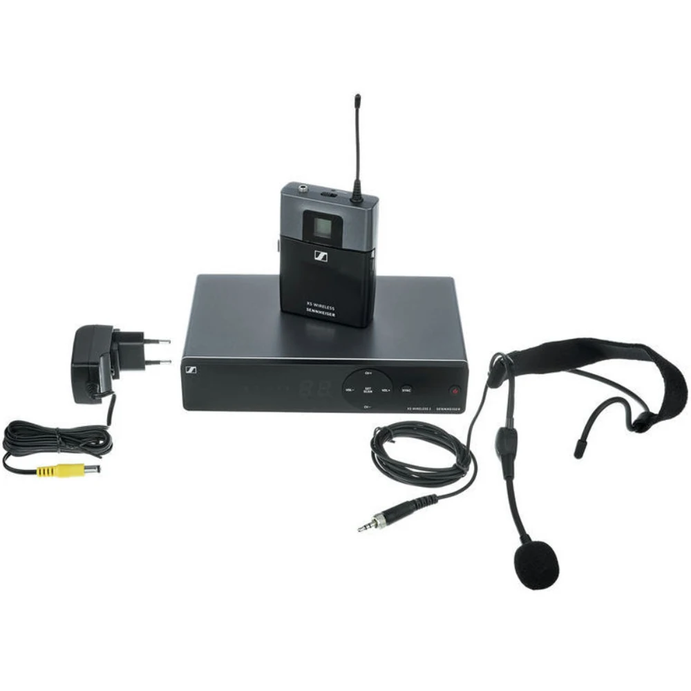 Sennheiser XSW 1-ME3 무선 헤드셋 마이크 시스템 (ME 3 헤드셋 포함), SK-XSW 바디 팩 송신기 및 EM-XSW 1 수신기